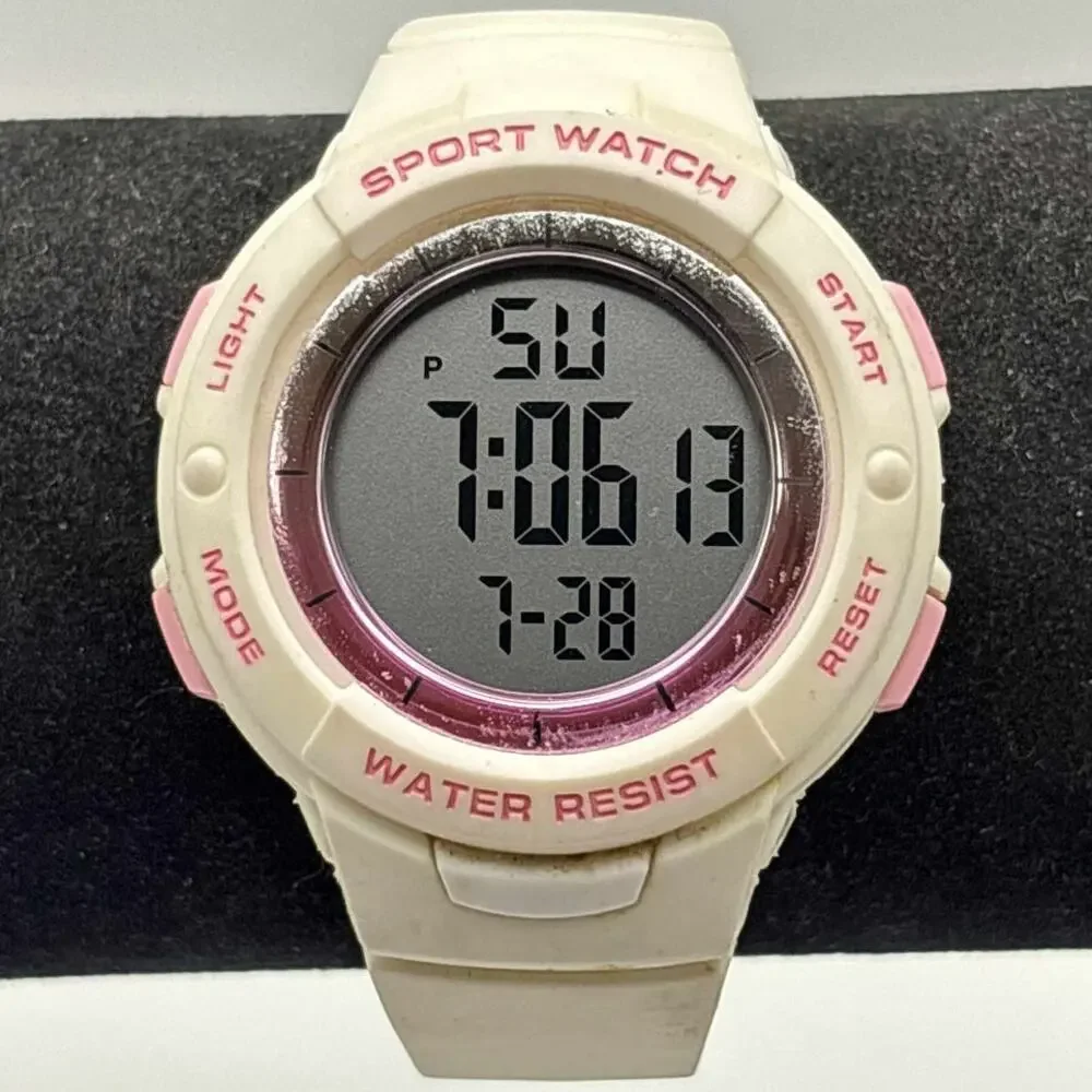Retro Cream & Pink Digital Watch
